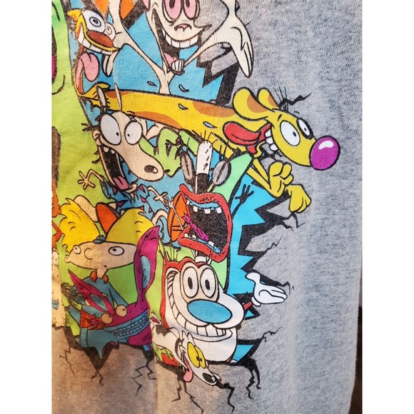 Nickelodeon 90's Characters Gray Shirt Mens Size Large Rugrats Ren & Stimpy - Picture 3 of 6